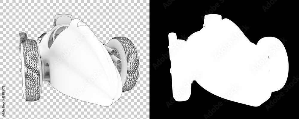 Poster retro race car isolated on background with mask. 3d rendering - illustration