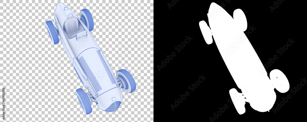 Poster retro race car isolated on background with mask. 3d rendering - illustration