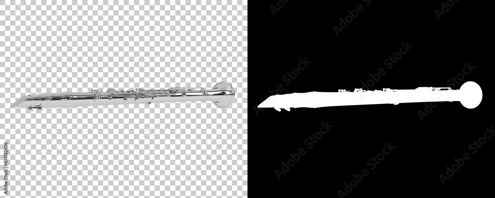 Poster clarinet isolated on background with mask. 3d rendering - illustration