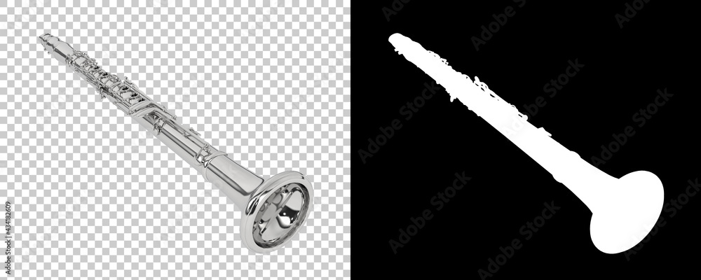 Poster clarinet isolated on background with mask. 3d rendering - illustration