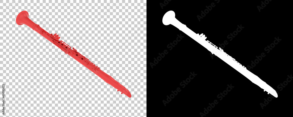 Poster clarinet isolated on background with mask. 3d rendering - illustration