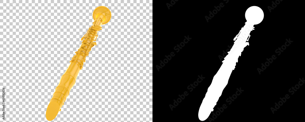 Poster clarinet isolated on background with mask. 3d rendering - illustration