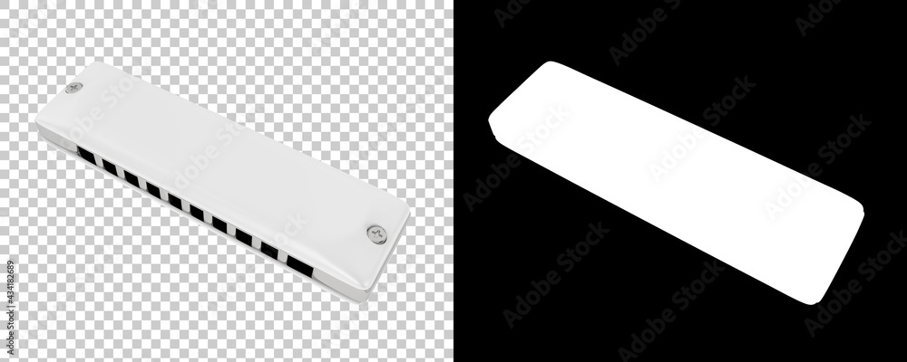 Aufkleber classic harmonica isolated on background with mask. 3d rendering - illustration