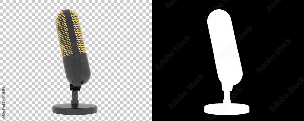 Aufkleber mike retro isolated on background with mask. 3d rendering - illustration
