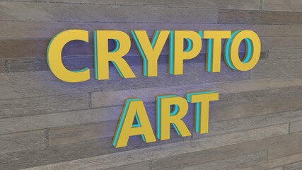 Colorful Crypto currency concept. Non Fungible Token with light on abstract background. 3d Rendering. 