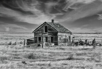 An abandoned homestead in Ingomar Montana.
