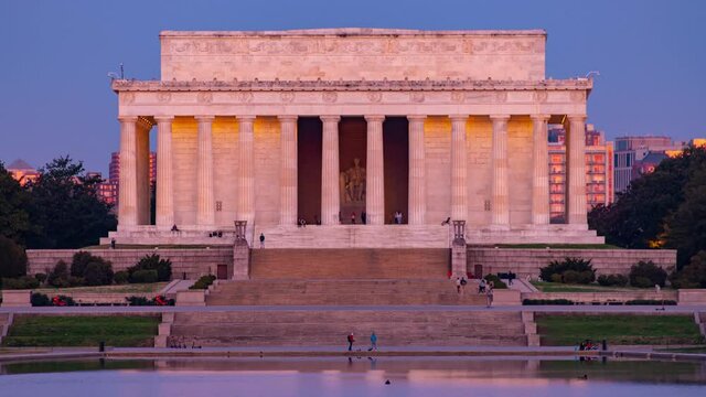 Lincoln memorial closeup timelapse view in Washington DC