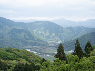 Fototapeta na wymiar 大洲の冨士山公園から肱川を望む