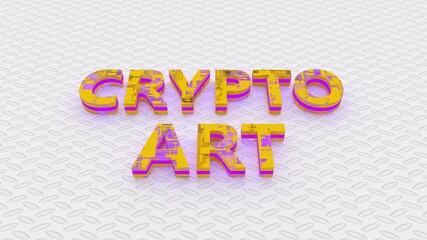 Colorful Crypto currency concept. Non Fungible Token with light on abstract background. 3d Rendering. 