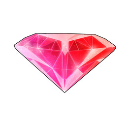 Beautiful stylized cartoon shining ruby