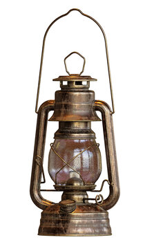 old kerosene lantern isolated on white background