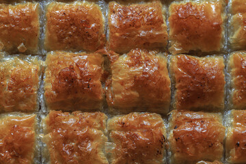 walnut, pistachio turkish style antep baklava presentation and service