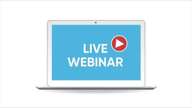 Live webinar concept no laptop screen. Can be used for business concept. 4k animated
