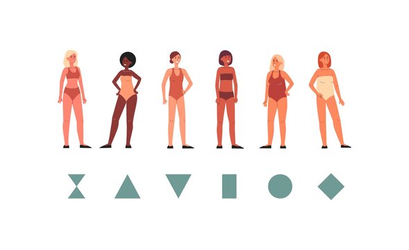 Geometric scheme of women body shapes, flat vector illustration isolated.