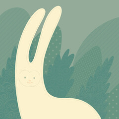 Decorative square banner with white bunny