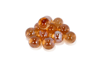 Glass decorative stones on white background