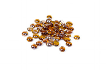 Glass decorative stones on white background