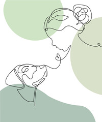 Dog and woman one line drawing. Pet shop logo. Abstract minimal style. Editable line