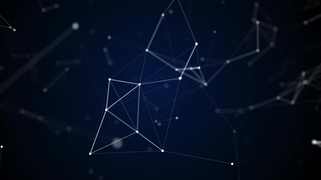 Abstract loop plexus background with dots and lines moving in space. Technology illustration, dynamic wave. 3d rendering