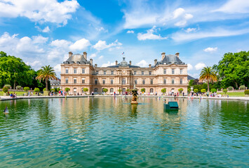 Luxembourg palace and gardens in Paris, France - obrazy, fototapety, plakaty
