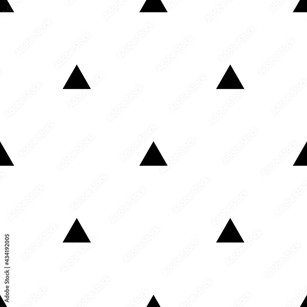 Poster seamless pattern background with black triangles. vector simple illustration on white background