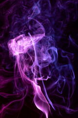 Multicolor Smoke painting on Black Background. Abstract.