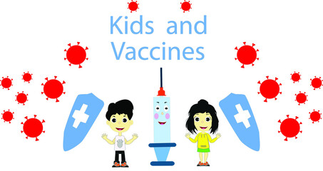 Kids vaccines vector illustration