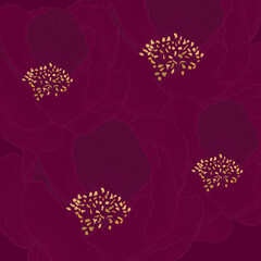Floral background. Peony buds sketch.