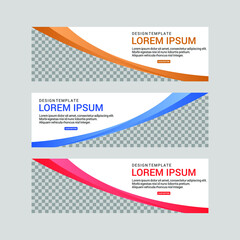 Naklejka premium Set of abstract vector banners design. Collection of web banner template. modern template design for web ads flyer poster background