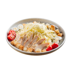 Isolated plate of fresh caesar salad on the white background