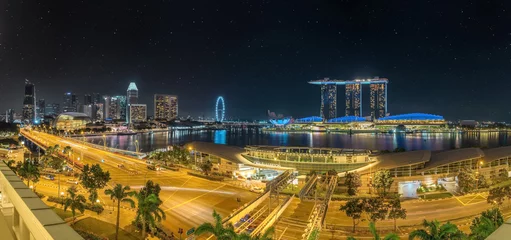 Cercles muraux Helix Bridge Beautiful singapore city at night.