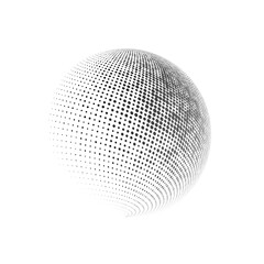 Halftone sphere dotted vector illustration. Circle halftone patterns dots logo. Globe vector illustration.
