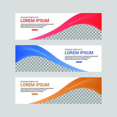Naklejka premium Set of abstract vector banners design. Collection of web banner template. modern template design for web, ads, flyer, poster background