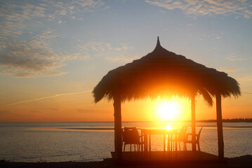 Sunset on the beach in Djerba