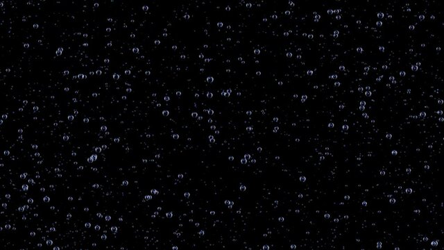 Transparent air bubbles hover in the thick blackness and try to rise, spinning like in a whirlpool.