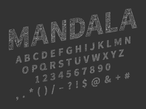 Ethnic font. Ornament alphabet. Vector abc set