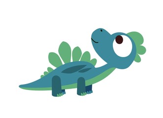 Baby dinosaur. The isolated object on a white background. Cheerful kind animal baby dino. Cartoons flat style. Prehistoric reptile. Funny. Illustration vector