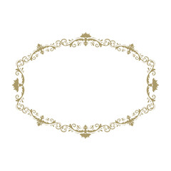 empty golden ornamental frame, damask pattern, vector