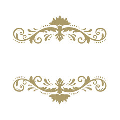 empty golden ornamental frame, damask pattern, vector