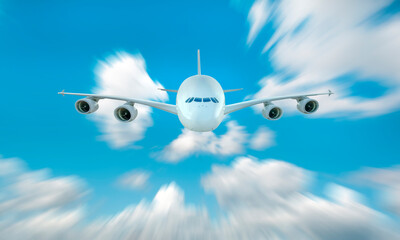 Naklejka na ściany i meble Passenger airplane in the clouds.