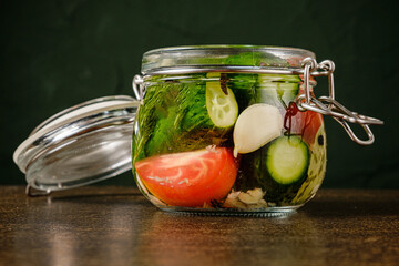 Fermented preserved vegetarian food concept.