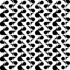 Abstract black and white rounded shapes wallpaper. Interesting ornament of pattern. Vector monochrome pattern like drops or Yin Yang.