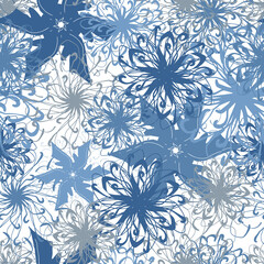 vector seamless pattern of  mandalas on a  background different curlicues and lines