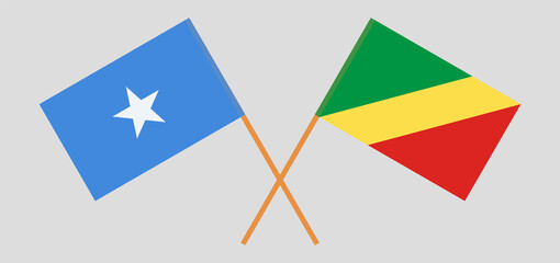 Crossed flags of Somalia and Republic of the Congo. Official colors. Correct proportion