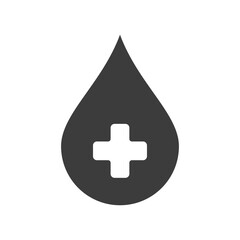 Blood drop icon. Cross and donation. Web design. Illustration.