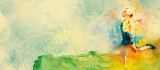 Joy. Watercolor concept background - obrazy, fototapety, plakaty