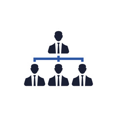 Business Team Hierarchy Icon - leader management icon - people connected icon - people network icon
