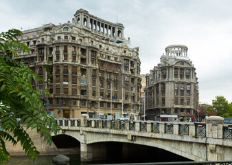 View of the bridge Podul Opereta, Bucharest, Romania
