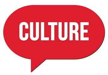 CULTURE text written in a red speech bubble