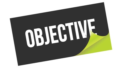 OBJECTIVE text on black green sticker stamp.